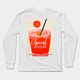 Retro Aperol Sour Poster Orange Glass Homebar, Kitchen Bar Prints, Vintage Drinks, Recipe, Wall Art Long Sleeve T-Shirt